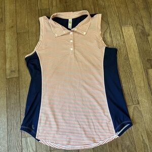 Lole Golf Sleeveless Polo Striped Pink And Blue Size M